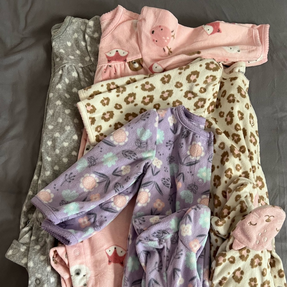 6-9 month baby girl Fleece Footed Sleep and Play